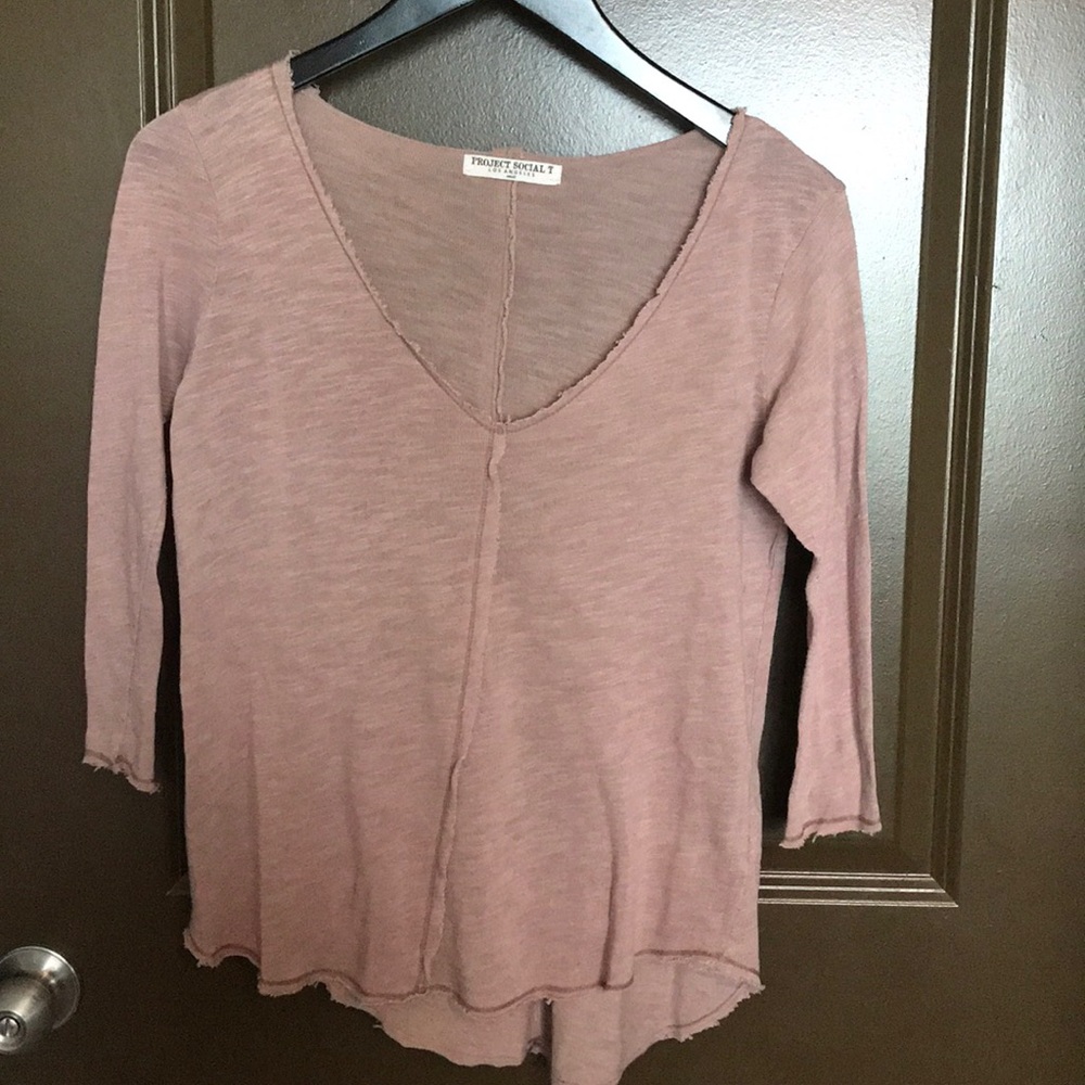 Project Social T pink quarter sleeve top